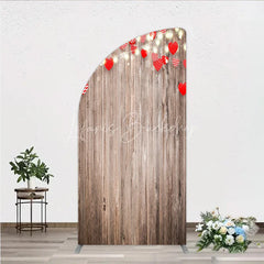 Lofaris Heart Wood Half Moon Arch Backdrop Rustic Valentine’s Day Wedding Engagement Party Decor