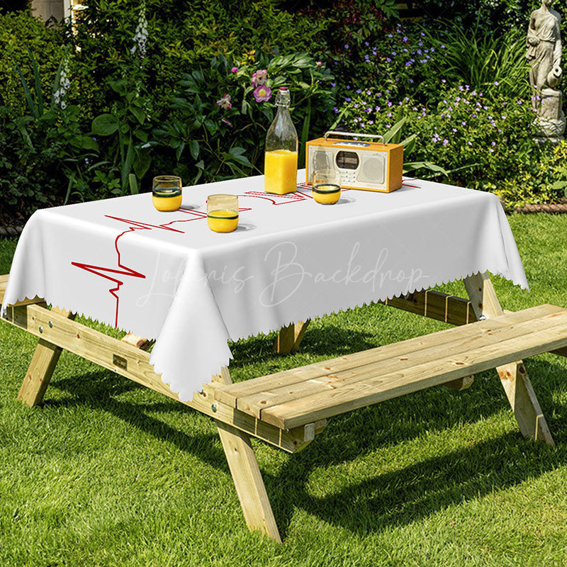 Lofaris Heartbeat Rhythm Ecg Inspired Rectangle Tablecloth