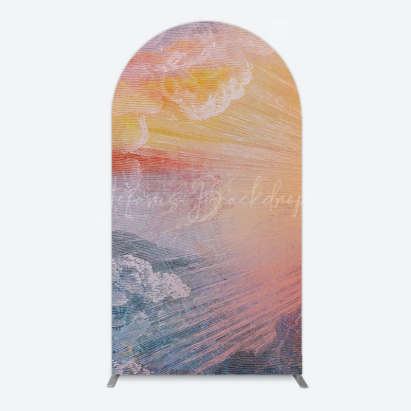 Lofaris Heavenly Sunrise Holy Halo Birthday Arch Backdrop