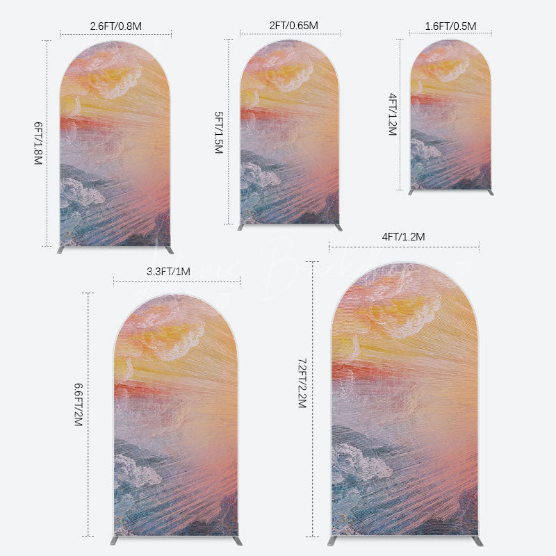 Lofaris Heavenly Sunrise Holy Halo Birthday Arch Backdrop