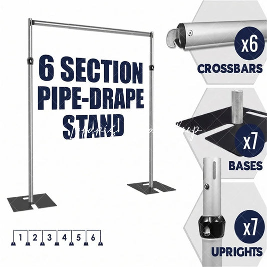 Lofaris Heavy Duty 60x10ft Pipe and Drape Stand Adjustable Wedding Backdrop Support Kit