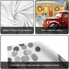 Lofaris Heavy Snowy Snowman Red Truck Garage Door Banner