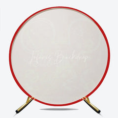 Lofaris Hello 2026 New Year Round Backdrop with Mouse Ears and Castle Red Gold Glitter Magical Kingdom Party Decor