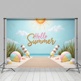 Lofaris Hello Summer Sandy Beach Cake Smash Photo Backdrop