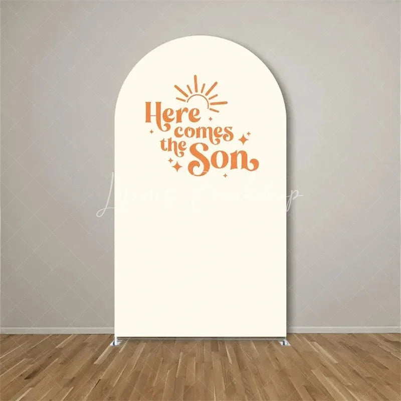 Lofaris Here Comes The Son Arch Backdrop Boho Sun Terracotta Background for Baby Shower