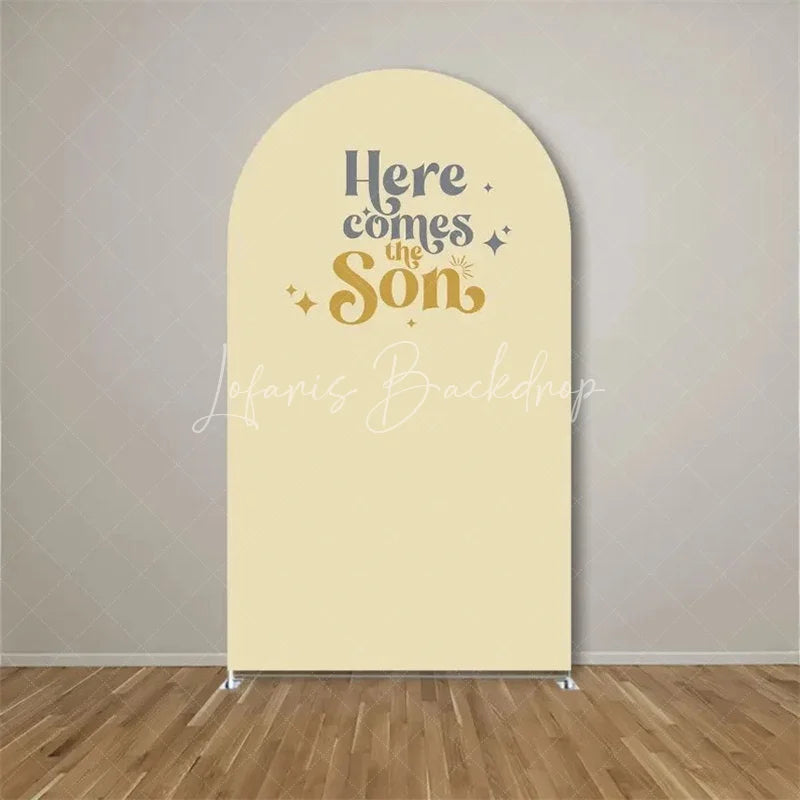 Lofaris Here Comes The Son Arch Backdrop Boho Sun Terracotta Background for Baby Shower