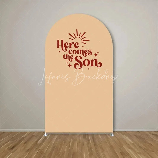 Lofaris Here Comes The Son Arch Backdrop Boho Sun Terracotta Background for Baby Shower