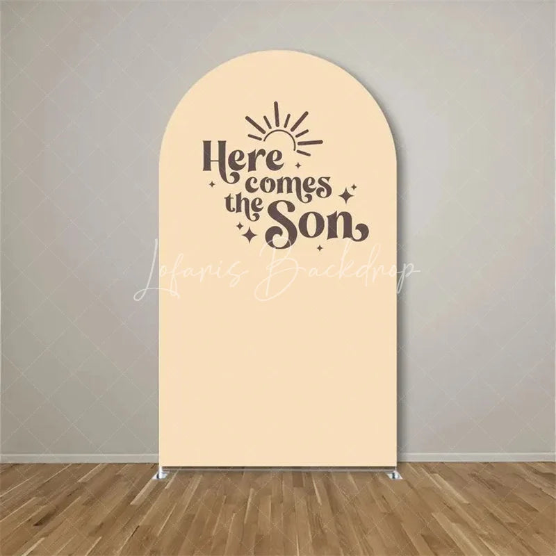 Lofaris Here Comes The Son Arch Backdrop Boho Sun Terracotta Background for Baby Shower