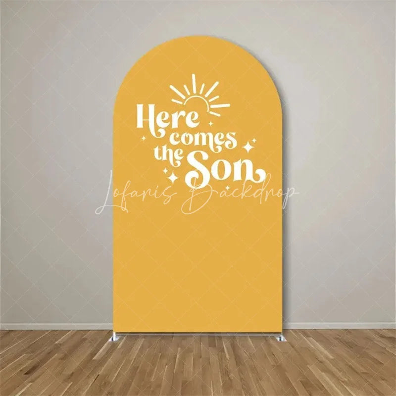 Lofaris Here Comes The Son Arch Backdrop Boho Sun Terracotta Background for Baby Shower