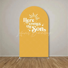 Lofaris Here Comes The Son Arch Backdrop Boho Sun Terracotta Background for Baby Shower
