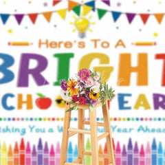 Lofaris Here’s To A Bright School Year Backdrop Colorful Pencils Crayons Apple First Day of Party
