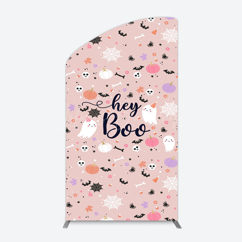 Lofaris Hey Boo Halloween Pink Baby Shower Arch Backdrop