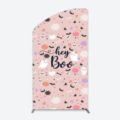 Lofaris Hey Boo Halloween Pink Baby Shower Arch Backdrop