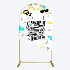 Lofaris Hip Hop Sunglasses Note Gold Necklace Arch Backdrop