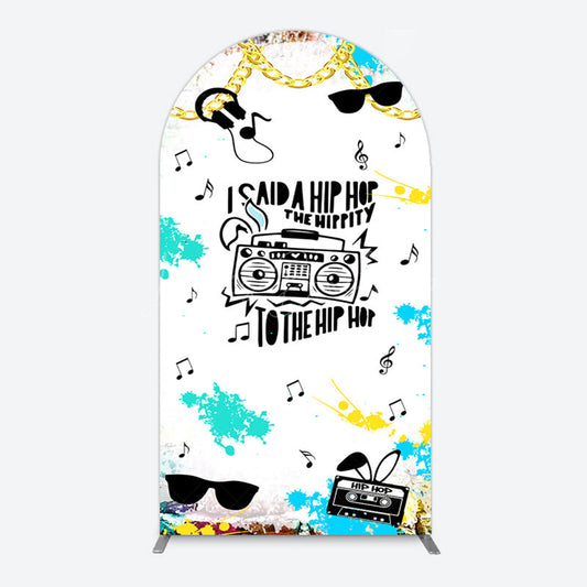 Lofaris Hip Hop Sunglasses Note Gold Necklace Arch Backdrop