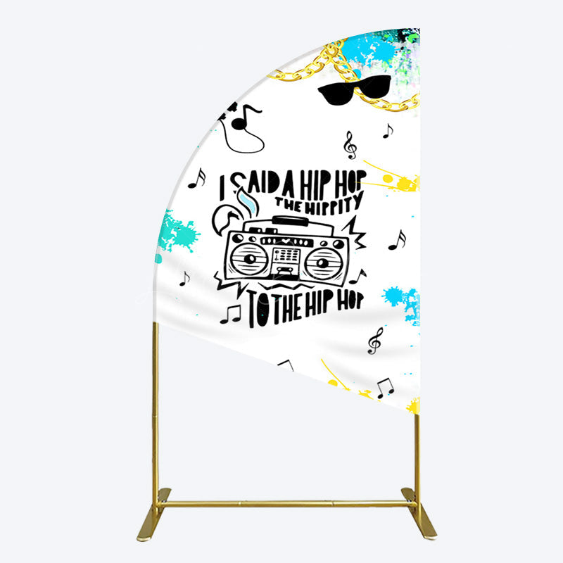 Lofaris Hip Hop Sunglasses Note Gold Necklace Half Moon Arch Backdrop