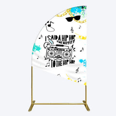 Lofaris Hip Hop Sunglasses Note Gold Necklace Half Moon Arch Backdrop