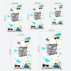 Lofaris Hip Hop Sunglasses Note Gold Necklace Half Moon Arch Backdrop