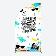 Lofaris Hip Hop Sunglasses Note Gold Necklace Half Moon Arch Backdrop