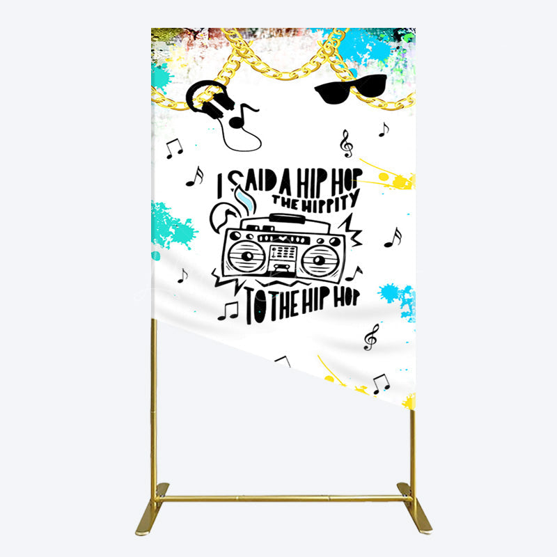 Lofaris Hip Hop Sunglasses Note Gold Necklace Rectangle Backdrop