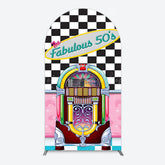 Lofaris Hiphop Plaid Fabulous 50s Dance Party Arch Backdrop