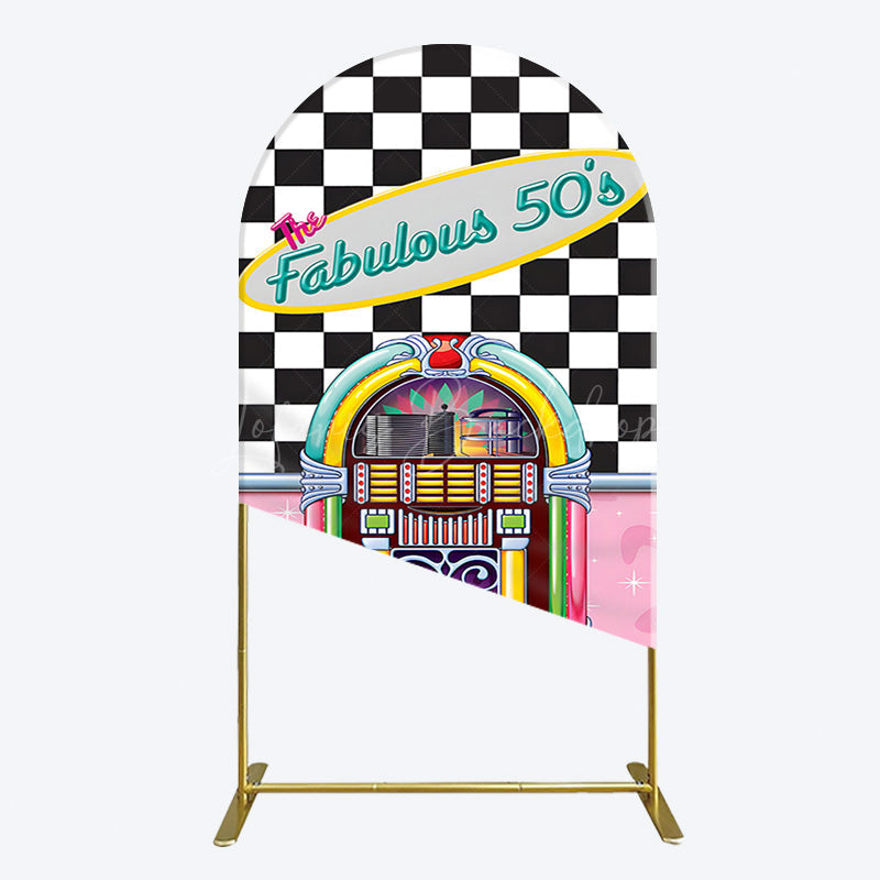 Lofaris Hiphop Plaid Fabulous 50s Dance Party Arch Backdrop