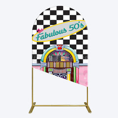 Lofaris Hiphop Plaid Fabulous 50s Dance Party Arch Backdrop