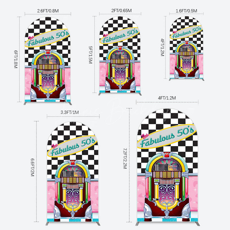 Lofaris Hiphop Plaid Fabulous 50s Dance Party Arch Backdrop