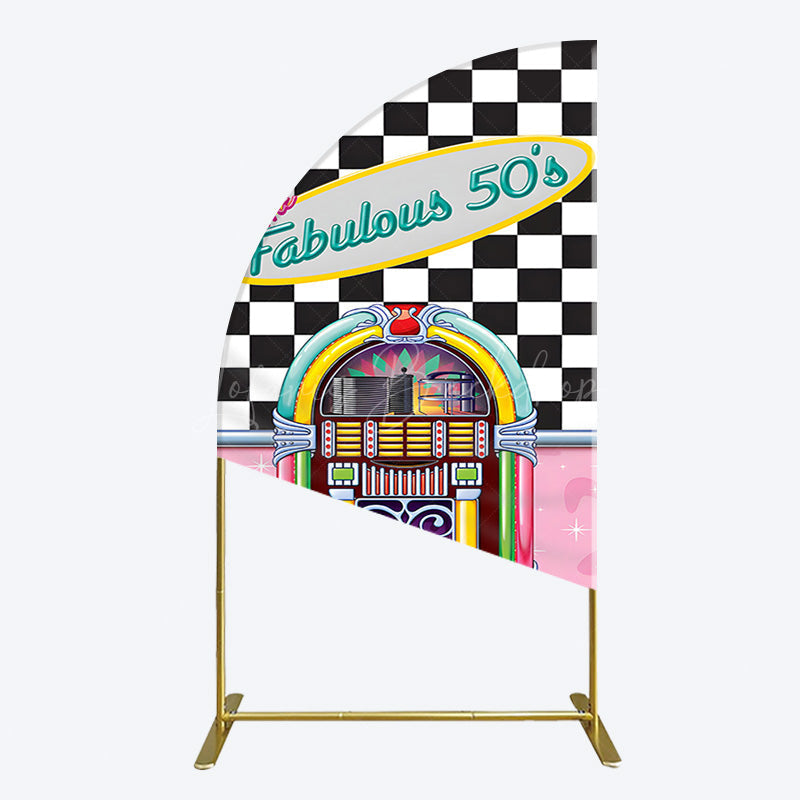 Lofaris Hiphop Plaid Fabulous 50s Dance Party Half Moon Arch Backdrop