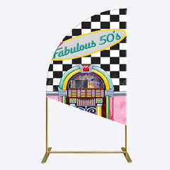 Lofaris Hiphop Plaid Fabulous 50s Dance Party Half Moon Arch Backdrop