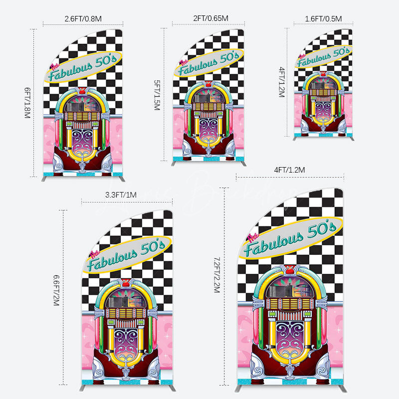 Lofaris Hiphop Plaid Fabulous 50s Dance Party Half Moon Arch Backdrop