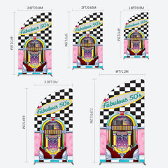 Lofaris Hiphop Plaid Fabulous 50s Dance Party Half Moon Arch Backdrop