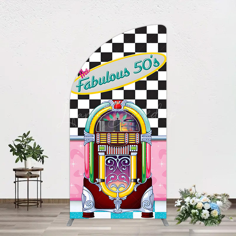 Lofaris Hiphop Plaid Fabulous 50s Dance Party Half Moon Arch Backdrop