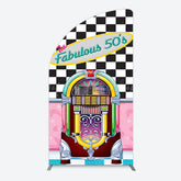 Lofaris Hiphop Plaid Fabulous 50s Dance Party Half Moon Arch Backdrop