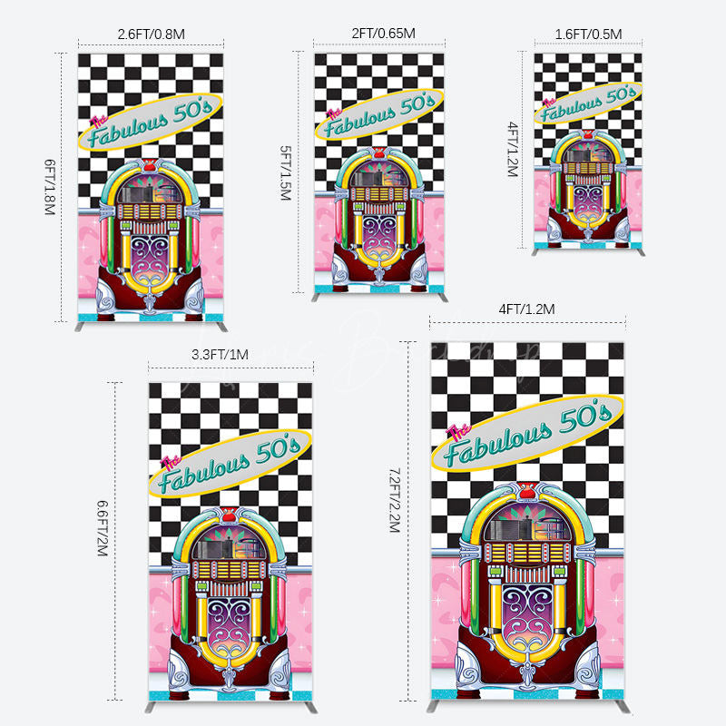 Lofaris Hiphop Plaid Fabulous 50s Dance Party Rectangle Backdrop