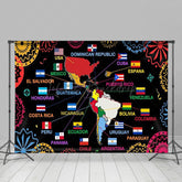 Lofaris Hispanic Heritage Month Backdrop with Map of Latin America Flags Latino Countries Educational Fiesta Decor