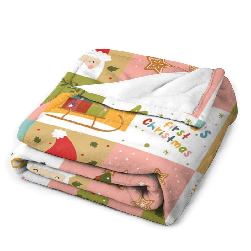 Lofaris Ho Deer Cartoon Pattern Christmas Name Blanket