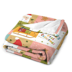 Lofaris Ho Deer Cartoon Pattern Christmas Name Blanket