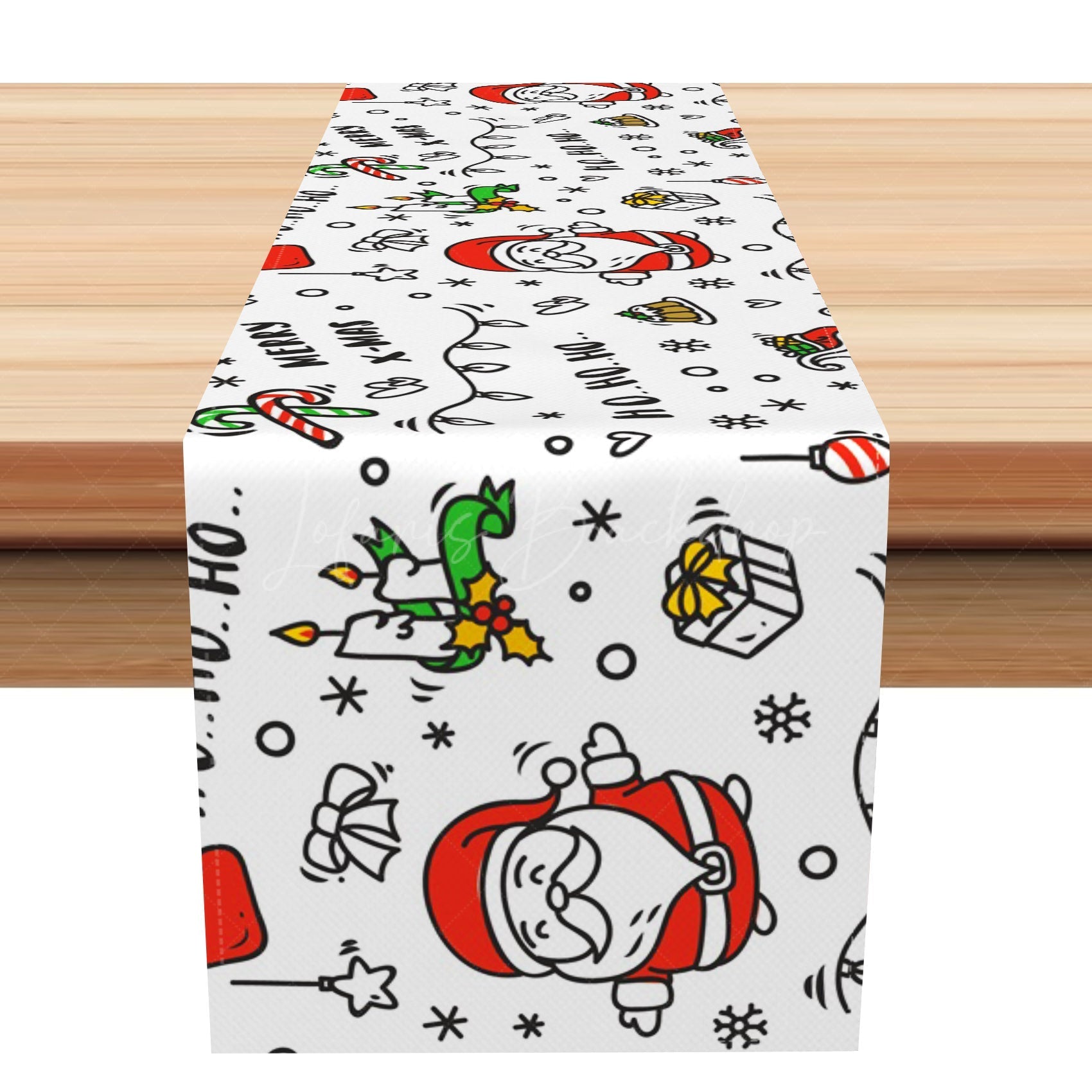 Lofaris Hohoho Santa Claus Simple Drawing Xmas Table Runner