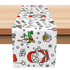 Lofaris Hohoho Santa Claus Simple Drawing Xmas Table Runner