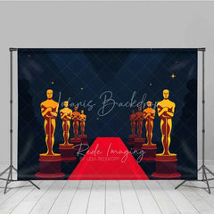 Lofaris Hollywood Movie Night Photography Backdrop Red Carpet Golden Statue Awards Party Decoration VIP Ceremony Photo Background