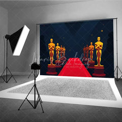 Lofaris Hollywood Movie Night Photography Backdrop Red Carpet Golden Statue Awards Party Decoration VIP Ceremony Photo Background