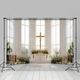 Lofaris Holy Church Cross Greenery Floral Wedding Backdrop