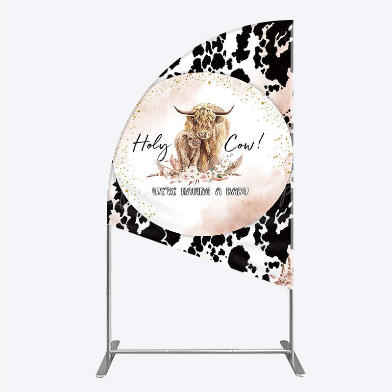 Lofaris Holy Cow We’re Having a Baby Half Moon Arch Backdrop Boho Highland Theme Pampas Grass Shower Party Decor