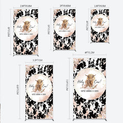 Lofaris Holy Cow We’re Having a Baby Rectangle Backdrop Boho Highland Theme Pampas Grass Shower Party Decor