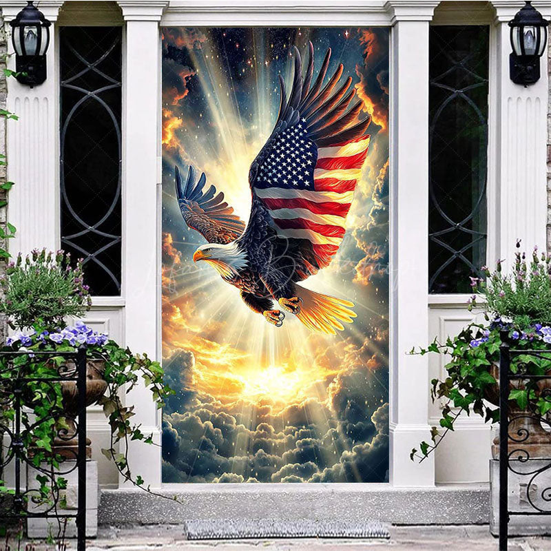 Lofaris Holy Light Cloud Eagle Independence Day Door Cover