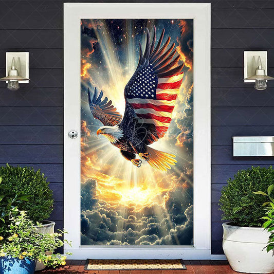 Lofaris Holy Light Cloud Eagle Independence Day Door Cover