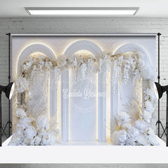 Lofaris Holy White Arch Lighted Wall Floral Wedding Backdrop