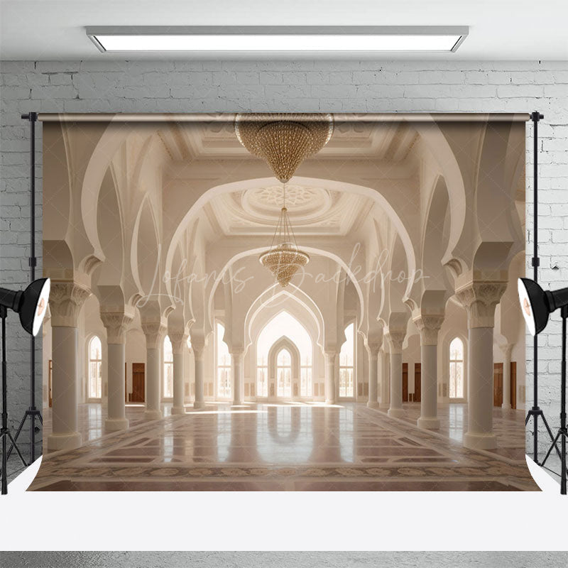 Lofaris Holy White Elegant Mosque Architecture Photo Backdrop