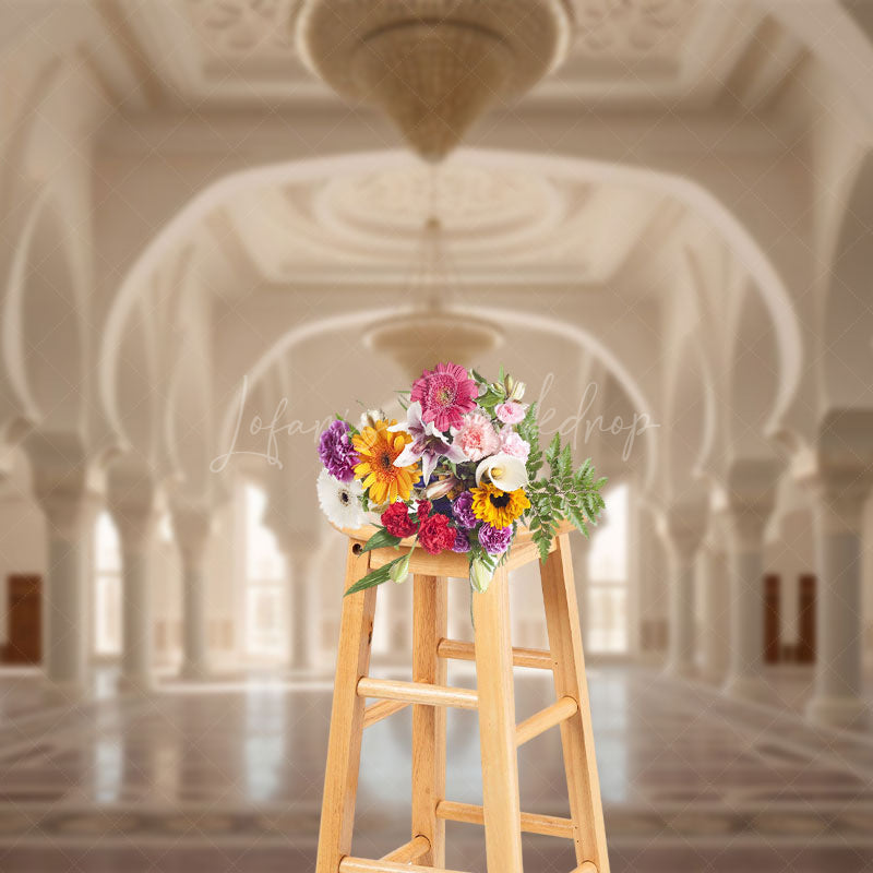 Lofaris Holy White Elegant Mosque Architecture Photo Backdrop